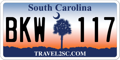SC license plate BKW117