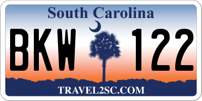 SC license plate BKW122