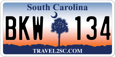SC license plate BKW134