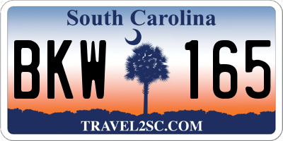 SC license plate BKW165