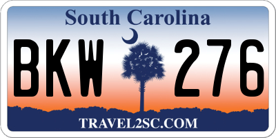 SC license plate BKW276
