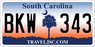 SC license plate BKW343