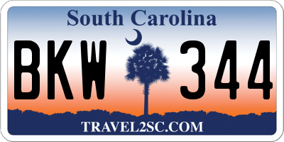 SC license plate BKW344