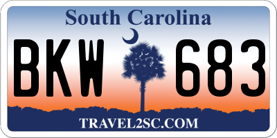 SC license plate BKW683