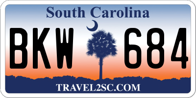 SC license plate BKW684