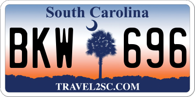 SC license plate BKW696