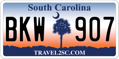 SC license plate BKW907