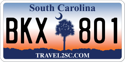 SC license plate BKX801