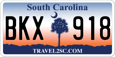 SC license plate BKX918