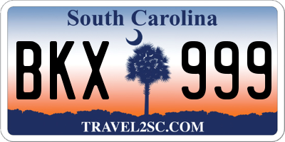 SC license plate BKX999