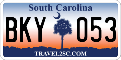 SC license plate BKY053