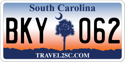 SC license plate BKY062