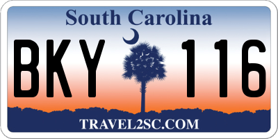 SC license plate BKY116
