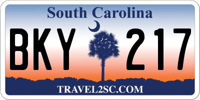 SC license plate BKY217