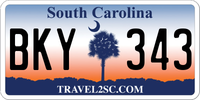 SC license plate BKY343