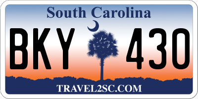 SC license plate BKY430