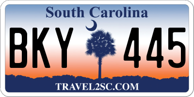 SC license plate BKY445