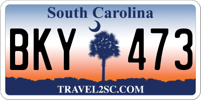 SC license plate BKY473