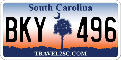 SC license plate BKY496