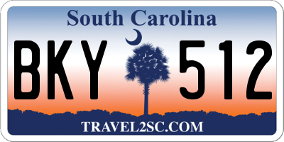 SC license plate BKY512