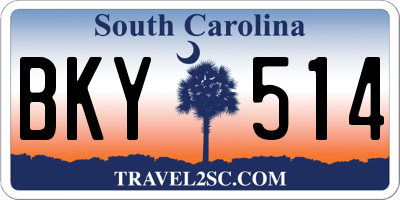 SC license plate BKY514