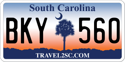 SC license plate BKY560