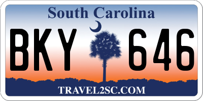 SC license plate BKY646