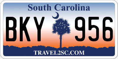 SC license plate BKY956