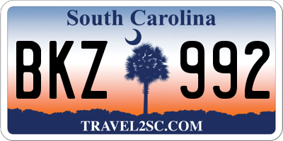 SC license plate BKZ992