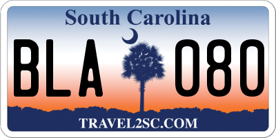 SC license plate BLA080