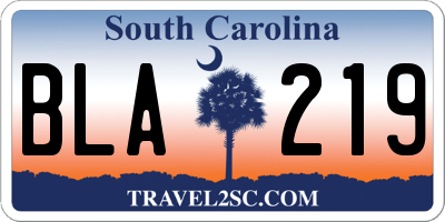SC license plate BLA219
