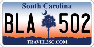 SC license plate BLA502