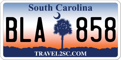 SC license plate BLA858