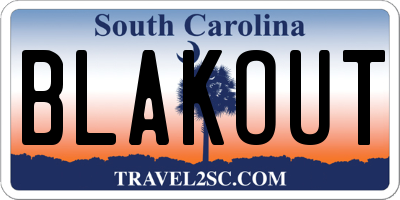 SC license plate BLAKOUT