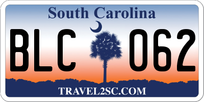 SC license plate BLC062