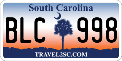 SC license plate BLC998