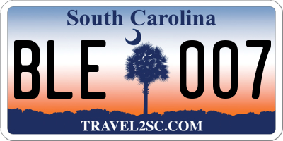 SC license plate BLE007