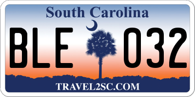 SC license plate BLE032
