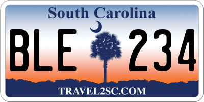 SC license plate BLE234