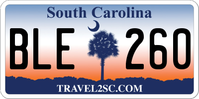 SC license plate BLE260