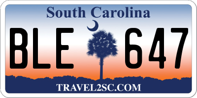 SC license plate BLE647