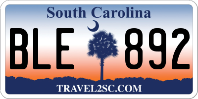 SC license plate BLE892