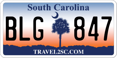 SC license plate BLG847
