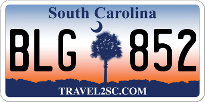 SC license plate BLG852