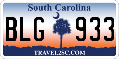SC license plate BLG933