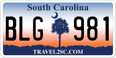 SC license plate BLG981