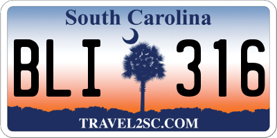 SC license plate BLI316