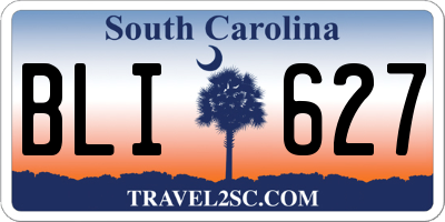 SC license plate BLI627