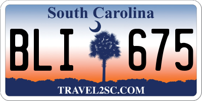 SC license plate BLI675
