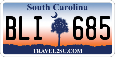 SC license plate BLI685